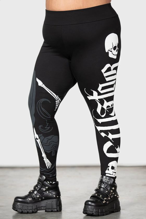 Killstar Danse Macabre Printed Leggings Skeleton & Skulls