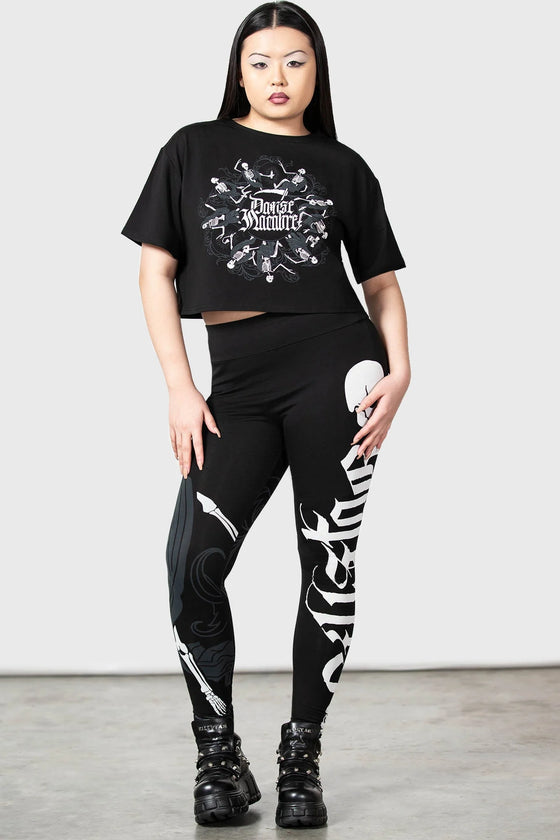 Killstar Danse Macabre Printed Leggings Skeleton & Skulls