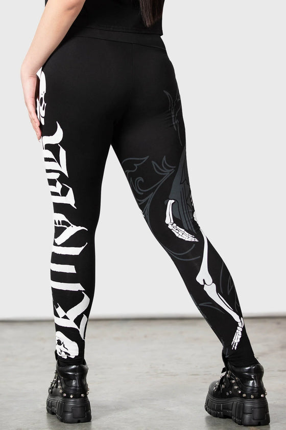 Killstar Danse Macabre Printed Leggings Skeleton & Skulls