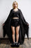 Killstar Deadly Daze Black Satin Robe with Lace Trims Sexy Femme Fatale