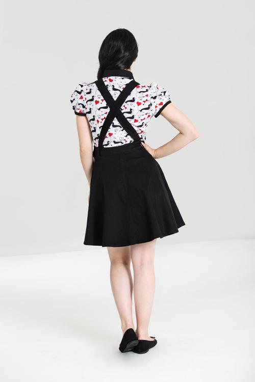 Hell Bunny Dakota Pinafore in Black Denim Kitty Deluxe