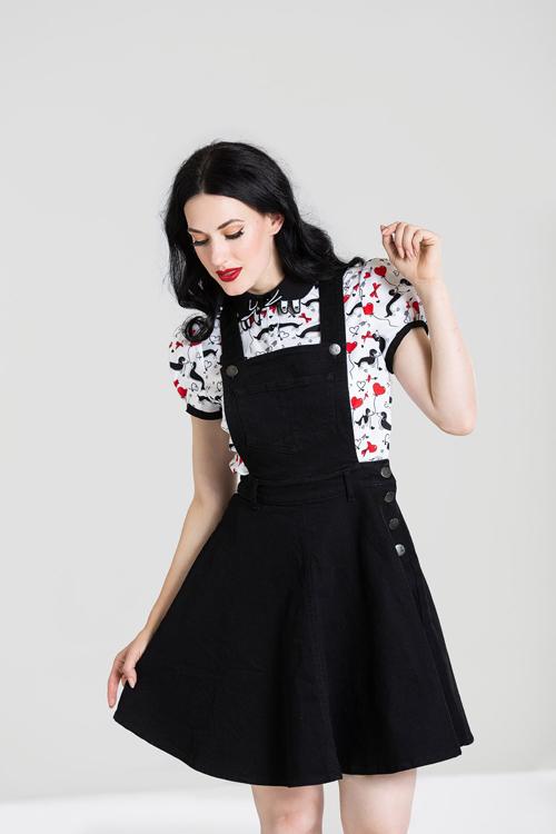 Hell Bunny Dakota Pinafore in Black Denim