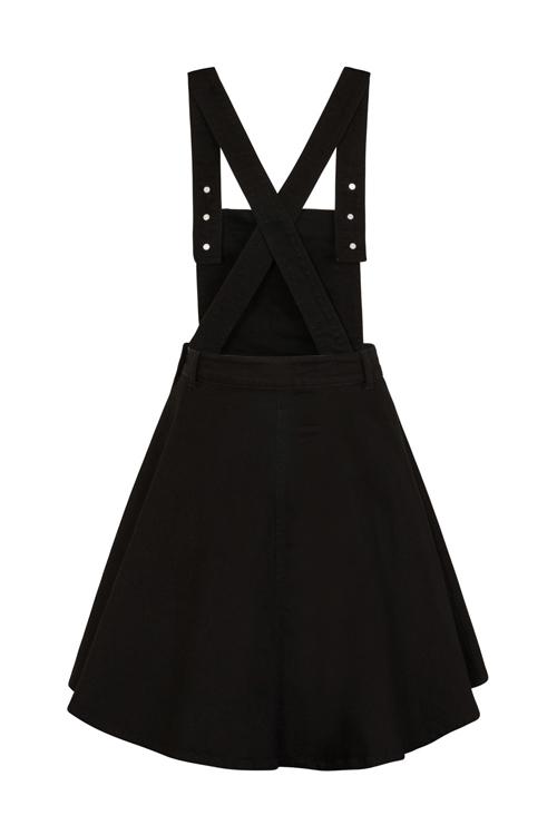 Hell Bunny Dakota Pinafore in Black Denim