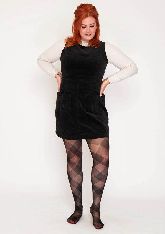 Pamela Mann Hosiery Curvy Super-Stretch Tights in Diamond Check Pattern