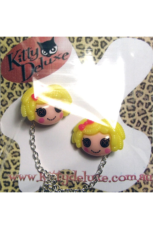 Kitty Deluxe Cardigan Clips in Yellow Dollies Design