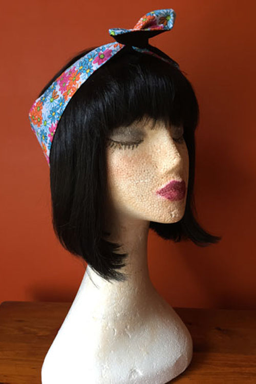 Reversible Wired Headband in Colourful Flower Print & Black