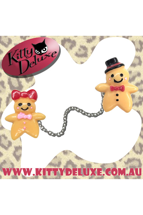 Kitty Deluxe Cardigan Clips in Gingerbread Couple
