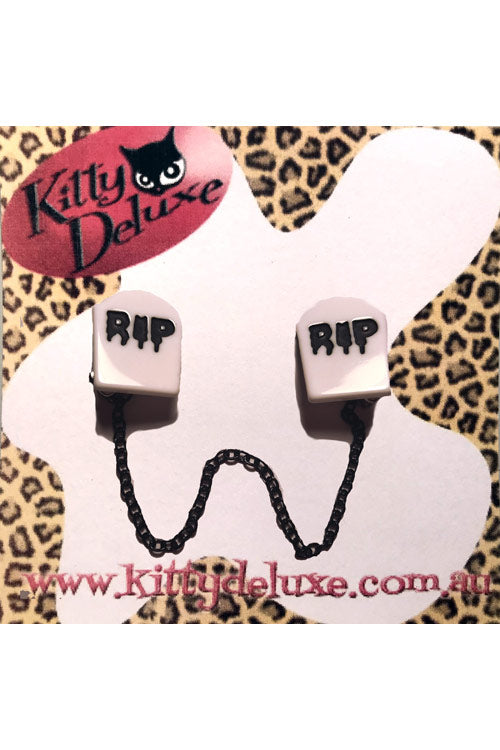 Kitty Deluxe Cardigan Clips in Graveyard Design