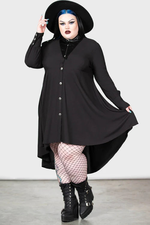 Killstar Heavens Below Shirt Dress Hi-Lo Statement Collar