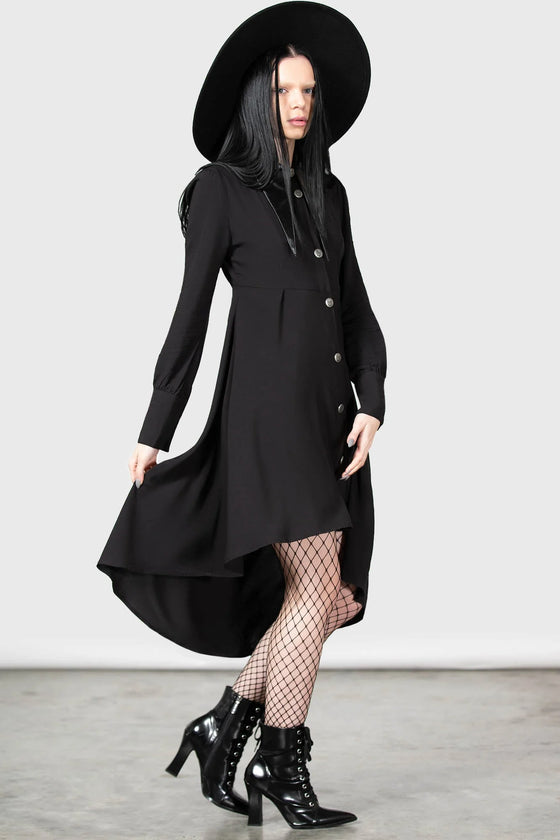 Killstar Heavens Below Shirt Dress Hi-Lo Statement Collar