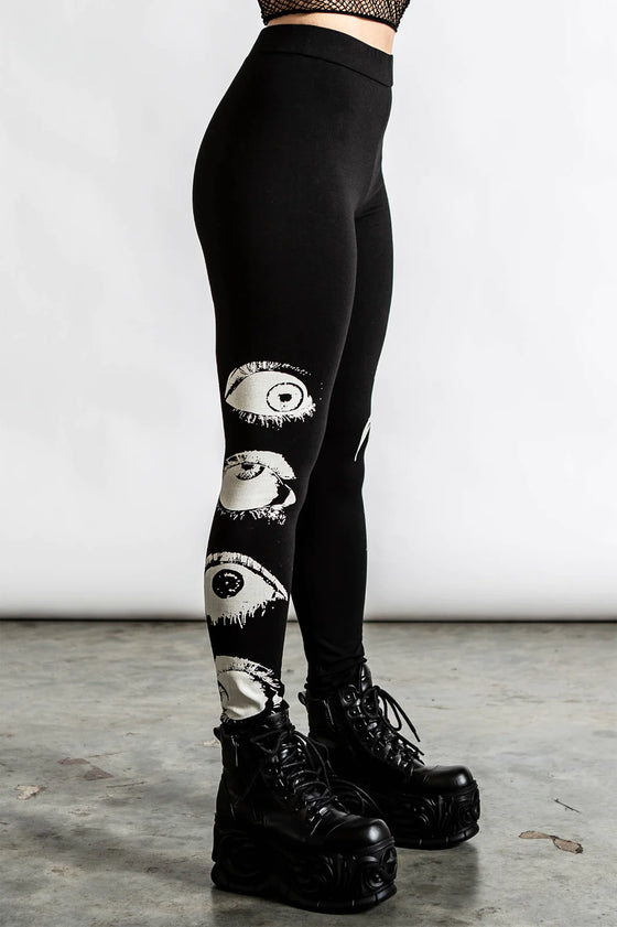 Killstar Insomnia Printed Leggings Eyes and Reaper