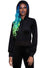 Killstar Just Crew-Sin Velvet Zip Front Long Sleeved Hoodie in Black