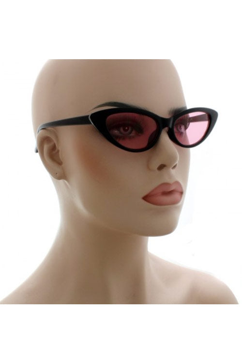 Kiss Eyewear Lolita Thin Cat's Eye Frame Sunglasses in Red with Red Lens