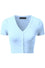 MAK Sweaters Cropped Cardigan with Short Sleeves in Light Blue