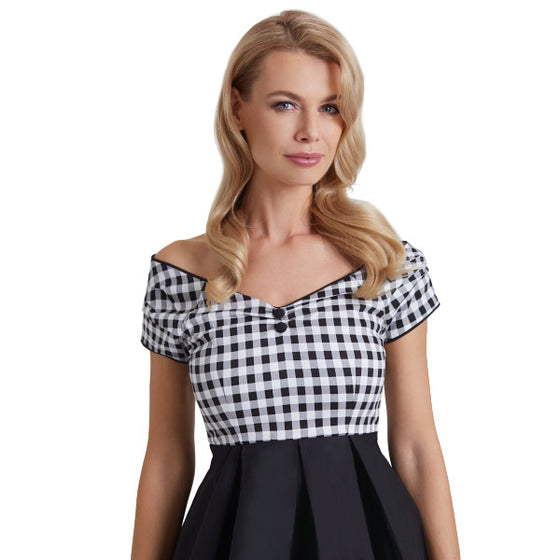 Dolly & Dotty Lily Swing Dress in Monochrome Gingham