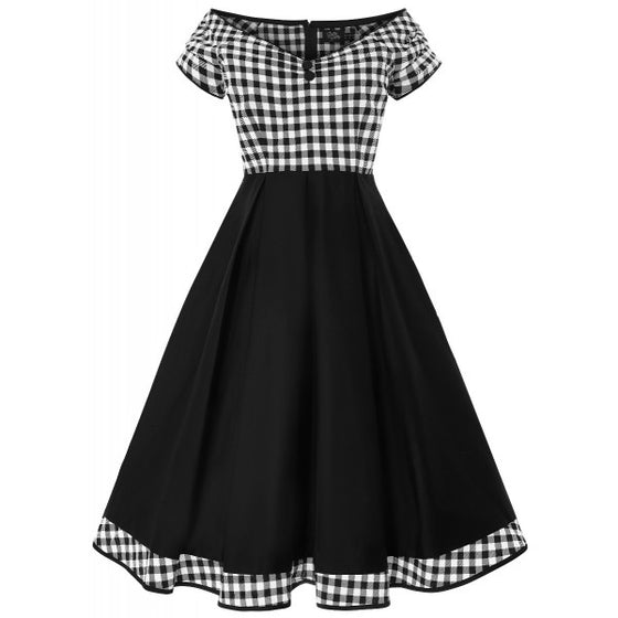 Dolly & Dotty Lily Swing Dress in Monochrome Gingham