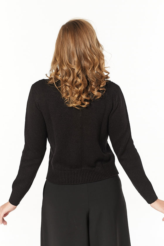 Timeless London Lily Chunky Cardigan in Black