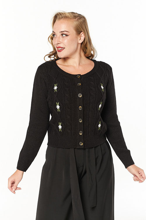 Timeless London Lily Chunky Cardigan in Black