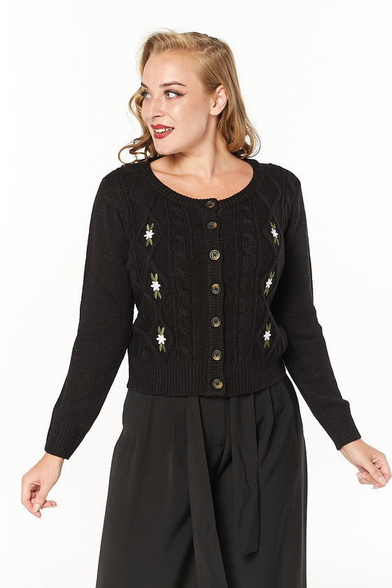 Timeless London Lily Chunky Cardigan in Black