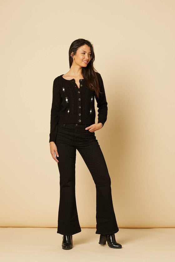 Timeless London Lily Chunky Cardigan in Black