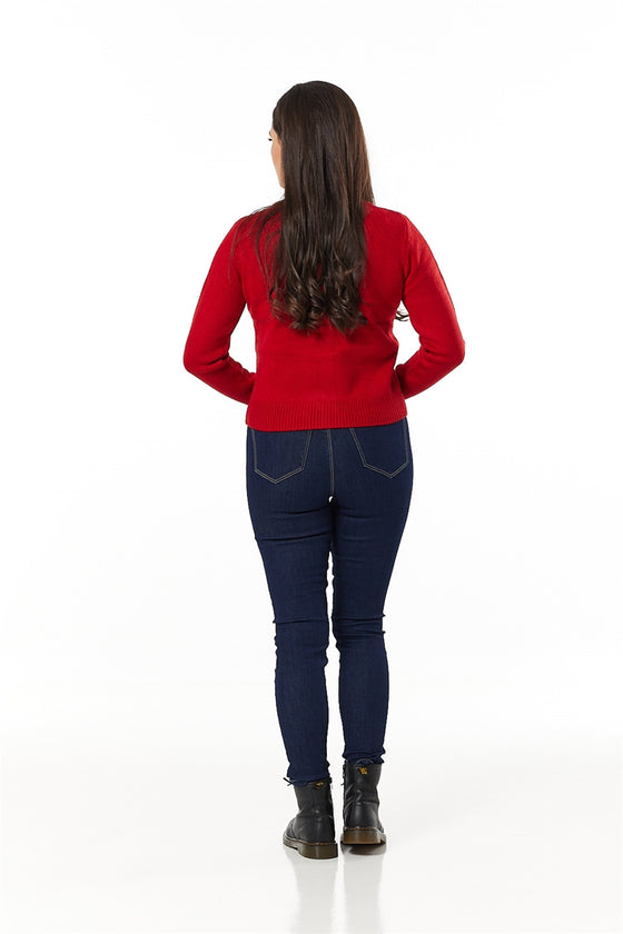 Timeless London Lily Chunky Cardigan in Red