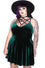 Killstar Magica Dress in Emerald Green Velvet with Harness Detailing