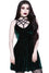 Killstar Magica Dress in Emerald Green Velvet with Harness Detailing