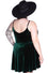 Killstar Magica Dress in Emerald Green Velvet with Harness Detailing