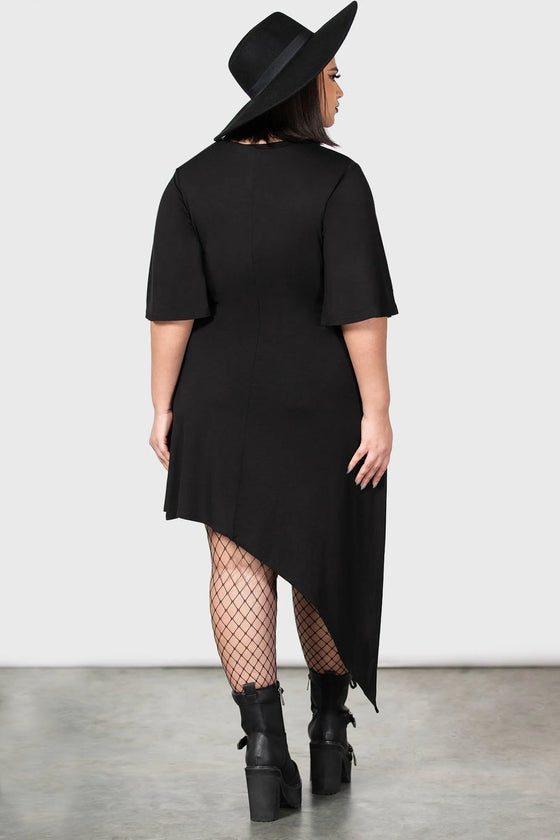 Killstar Maple Asymmetric Dress with Snake Print and Mesh Feature