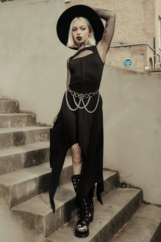 Killstar Milicent Sleeveless Dress Asymmetric Hem