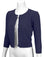 MAK Sweaters Chunky Vintage Knit Cardigan with 3/4 Sleeves in Navy