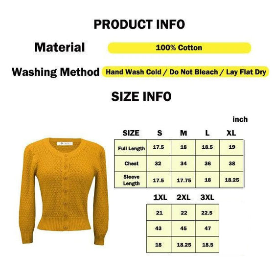 MAK Sweaters Chunky Vintage Knit Cardigan with 3/4 Sleeves in Bronze (Mustard)