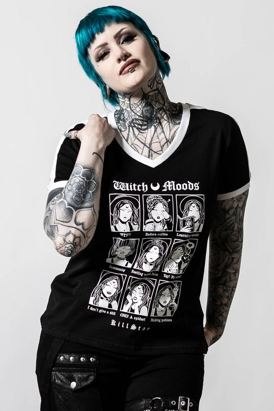 Killstar Moody V-Neck Tee T-Shirt "Witch Moods"