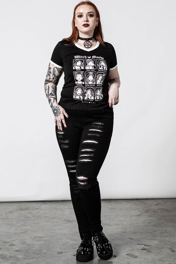 Killstar Moody V-Neck Tee T-Shirt "Witch Moods"