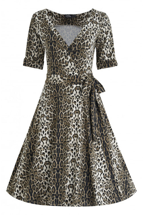 Dolly & Dotty Matilda Wrap Dress in Leopard Print