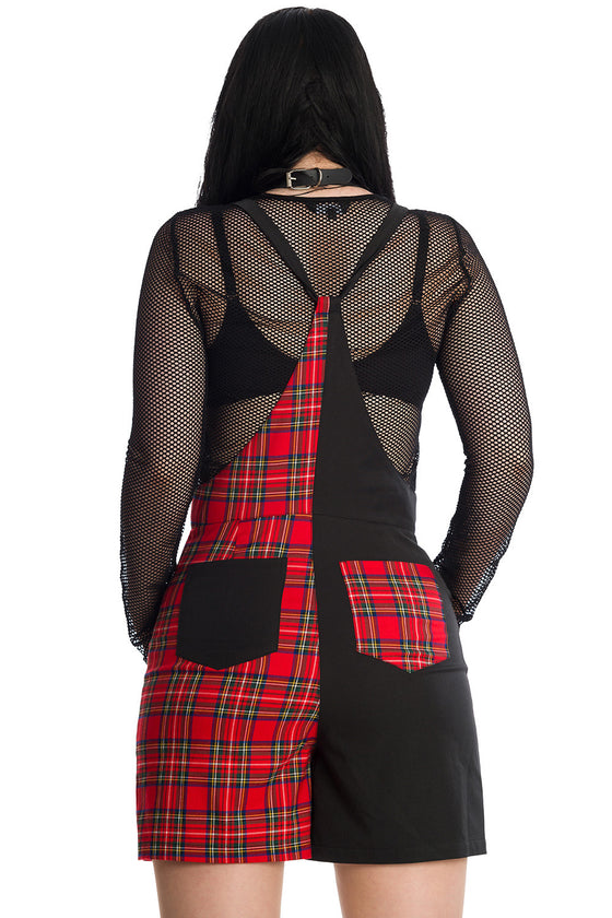 Banned Alternative Krampus Black and Red Tartan Playsuit