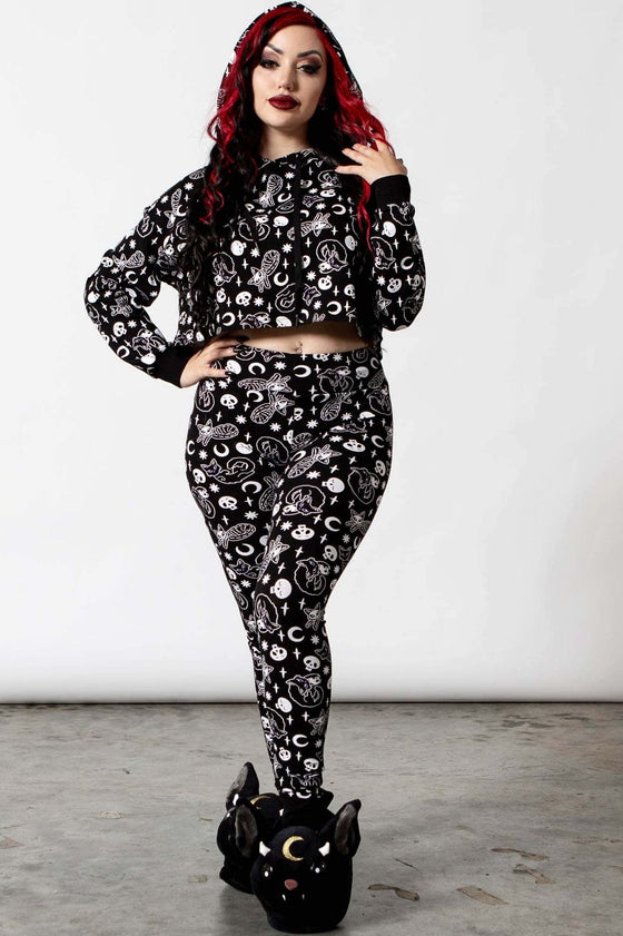 Killstar Purr Off Cropped Hoodie in Black Cat Print!