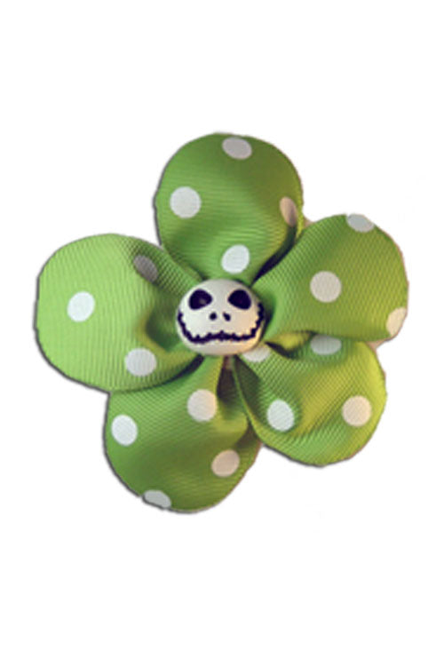 Krazy Daisy in Green with White Polka Dots