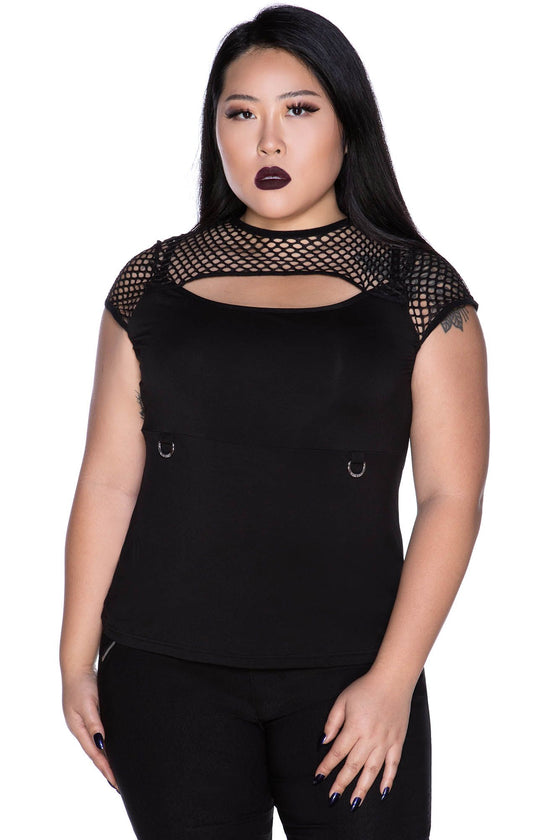 Killstar Ramona Mesh Cap-Sleeve Top