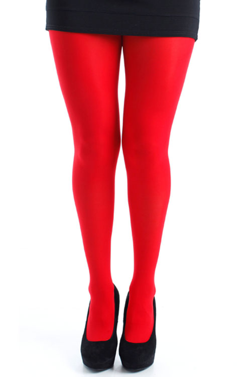 Pamela Mann Hosiery 50 Denier Opaque Pantyhose in Flo Red