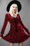 Killstar Sitri Long Sleeve Dress Red Embossed Velvet Lush