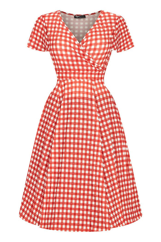 Lady Vintage Lyra Dress in Heart Gingham