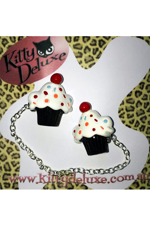 Kitty Deluxe Cardigan Clips in Sprinkle Cupcake Design