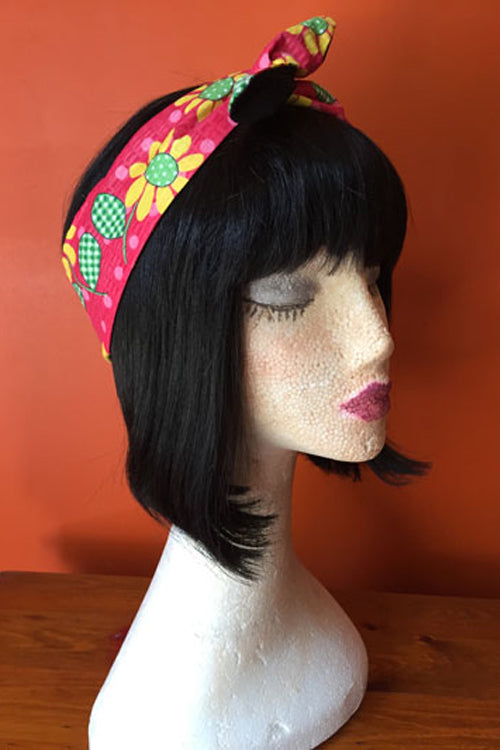 Reversible Wired Headband in Colourful Sunflower Print & Black