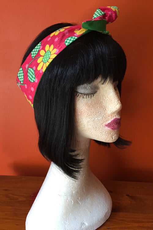 Reversible Wired Headband in Colourful Sunflower Print & Green