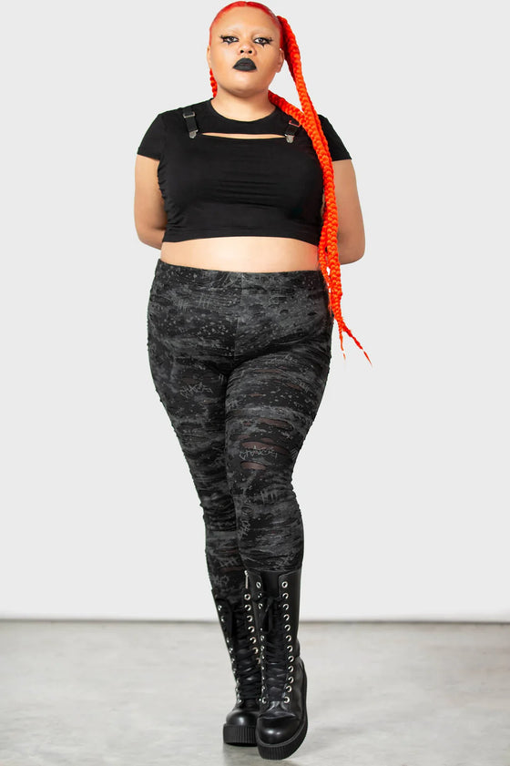 Killstar Tightrope Distressed Look Leggings