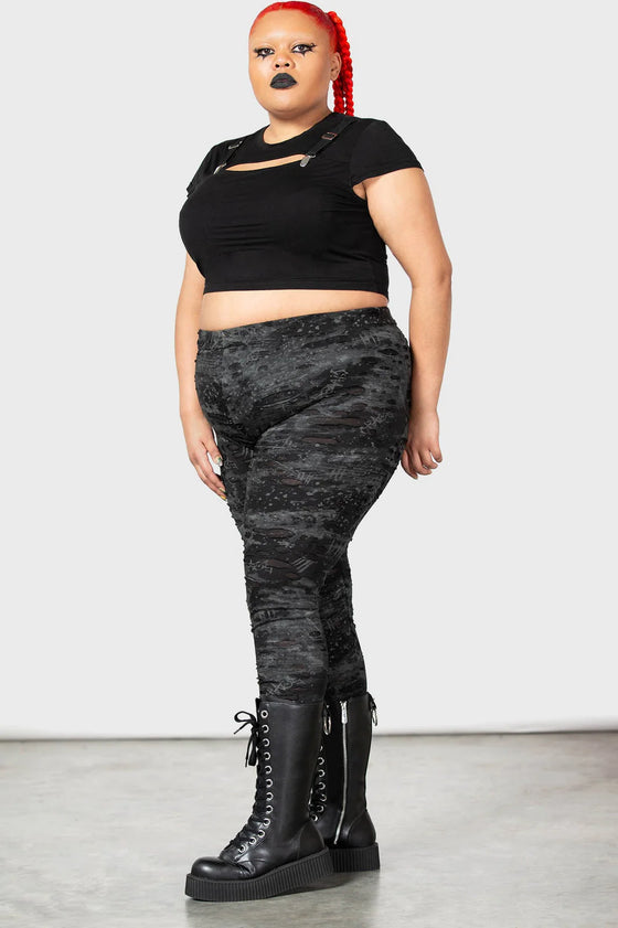 Killstar Tightrope Distressed Look Leggings