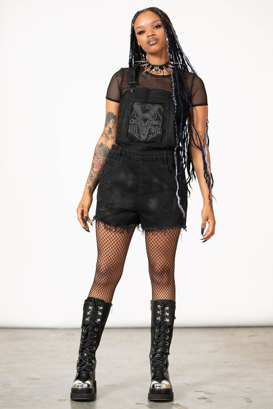 Killstar Foreteller Patch Denim Overalls with Distressed Detailing Festival Ready