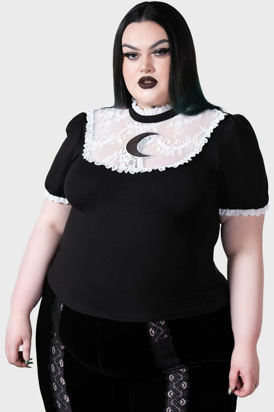 Killstar Wish Upon A Moon Top Lace and Crescent Moon Detail