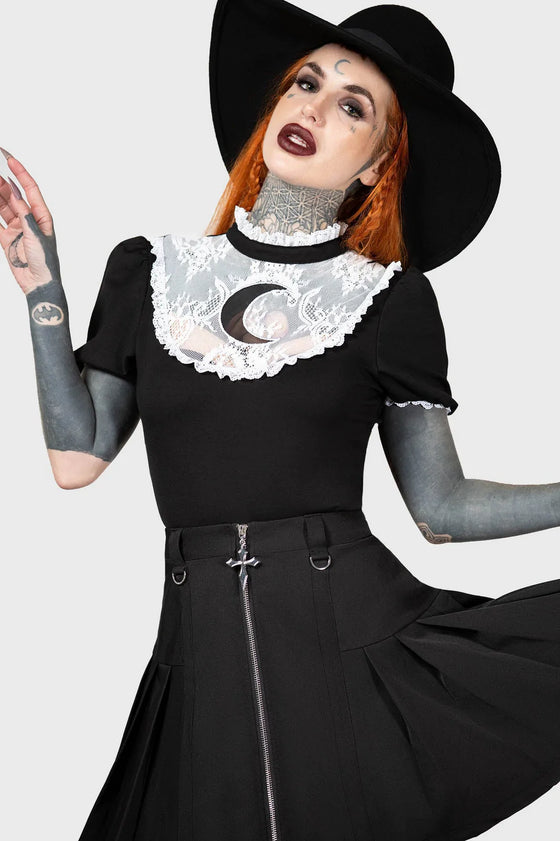 Killstar Wish Upon A Moon Top Lace and Crescent Moon Detail
